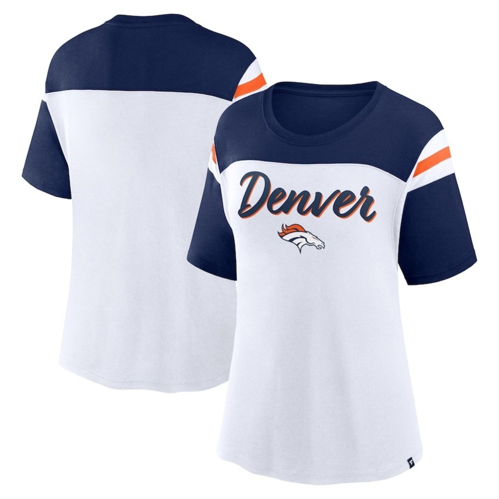 Denver Broncos Fanatics Women's Cheer Chant Fashion Crop Top‎ White/Navy Size M